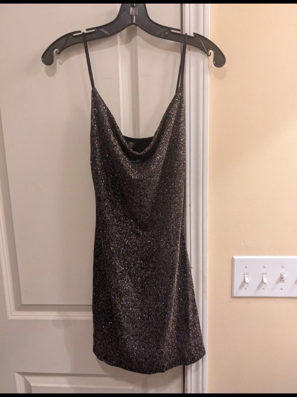 Urban Outfitters Black Glitter Cowl Mini Dress New Size Medium